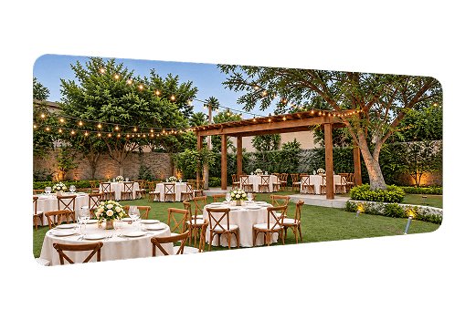 Espacio exterior preparado para eventos